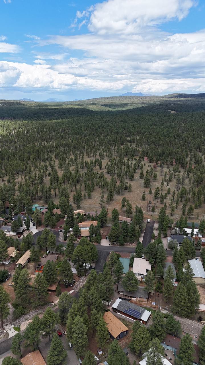 Aerial view of Bow String Retreat and Coconino National Forest