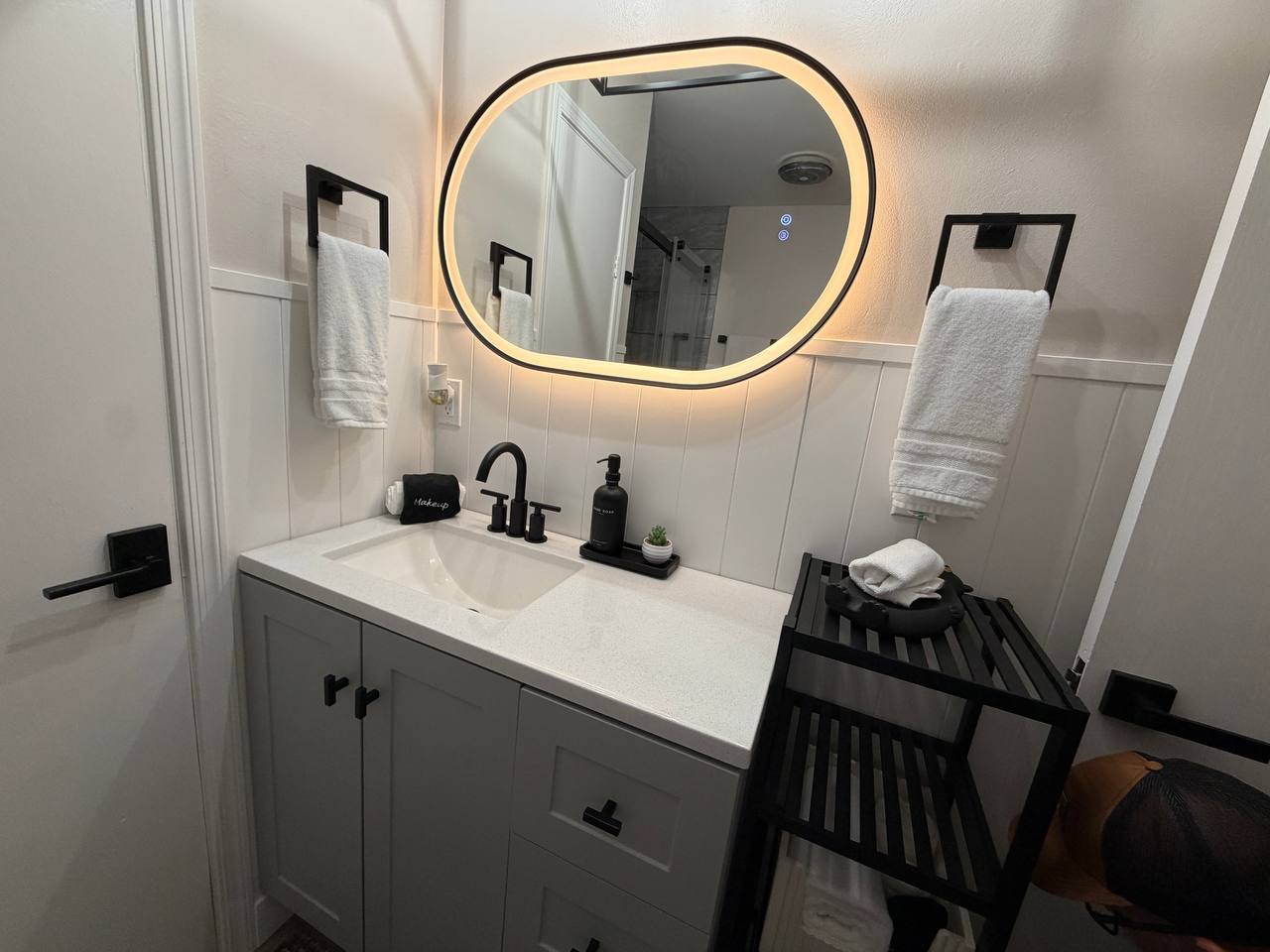 Bathroom vanity with LED mirror